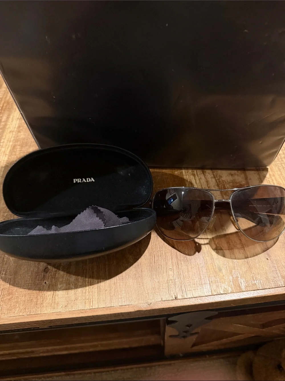 Prada Aviator Sunglasses in Gunmetal with Smoke Lenses